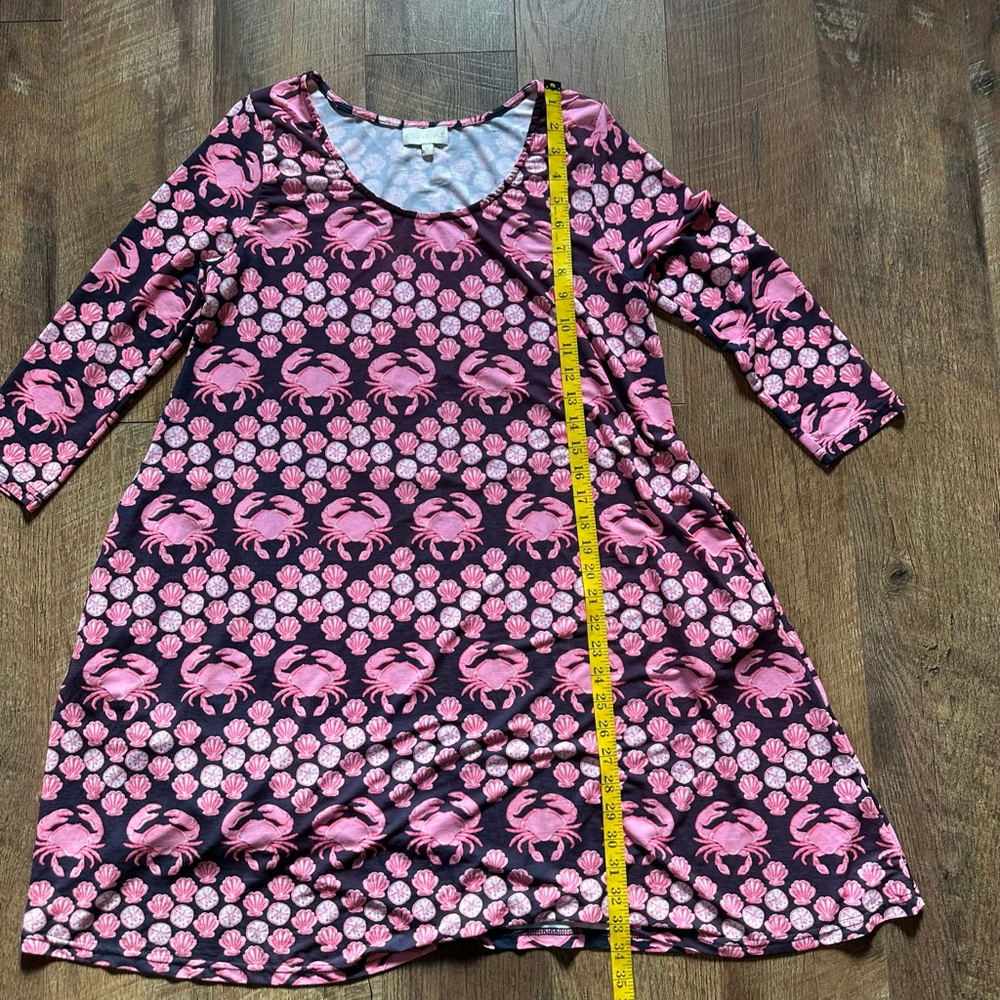 Women's Simply Southern Long Sleeve Dress S Black Pink Crab Shells - Picture 8 of 9